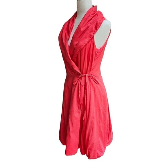 Vasana Dresses & Skirts - Vasna Paradise Pink Coral Sleeveless Wrap Dress - 100% Cotton - Size Small